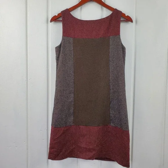 Bailey 44 Wool Blend Color Block Gray Rust Sleeveless Shift Mini Dress Sz Small - Picture 4 of 6